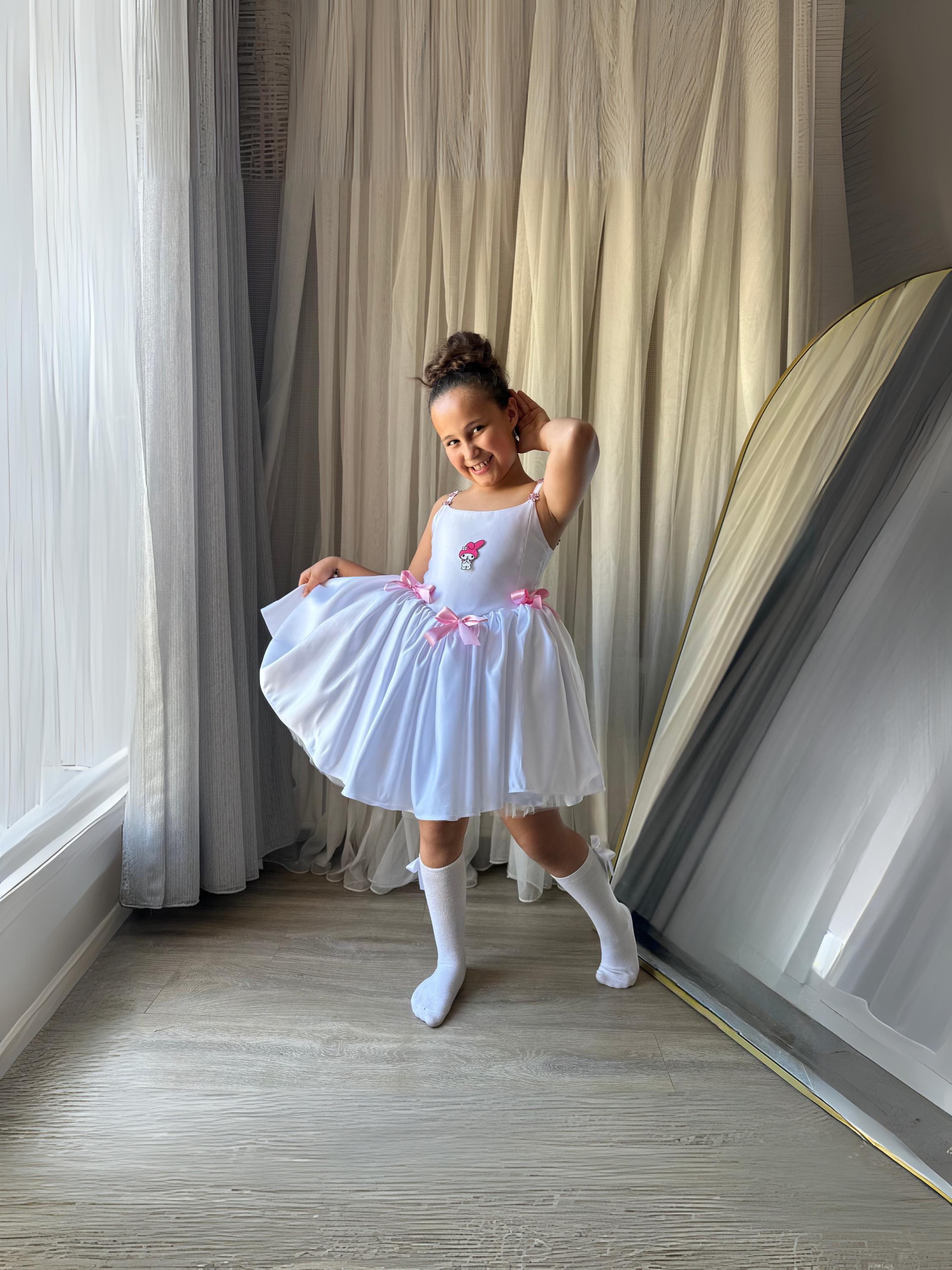 Kawaii White Ballet Dress for Girls, Pink Bow Princess Party Outfit, Pastel  Anime Costume - Etsy