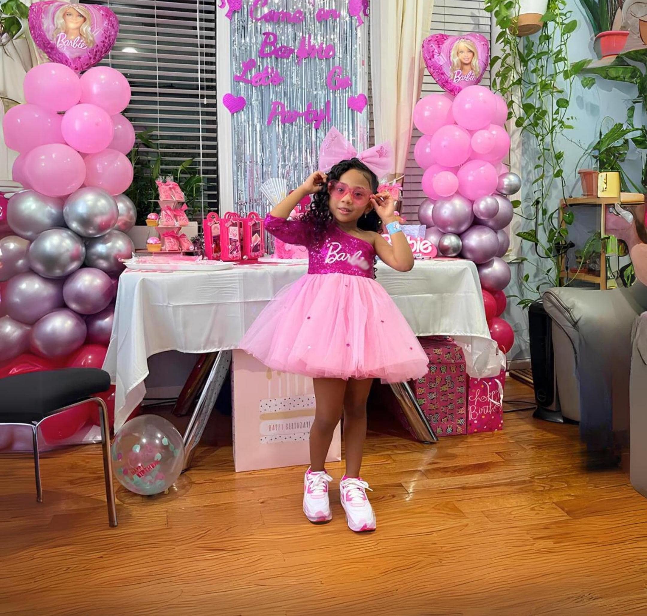 Personalized Pink Sequin Tulle Dress: Custom Birthday Party Outfit