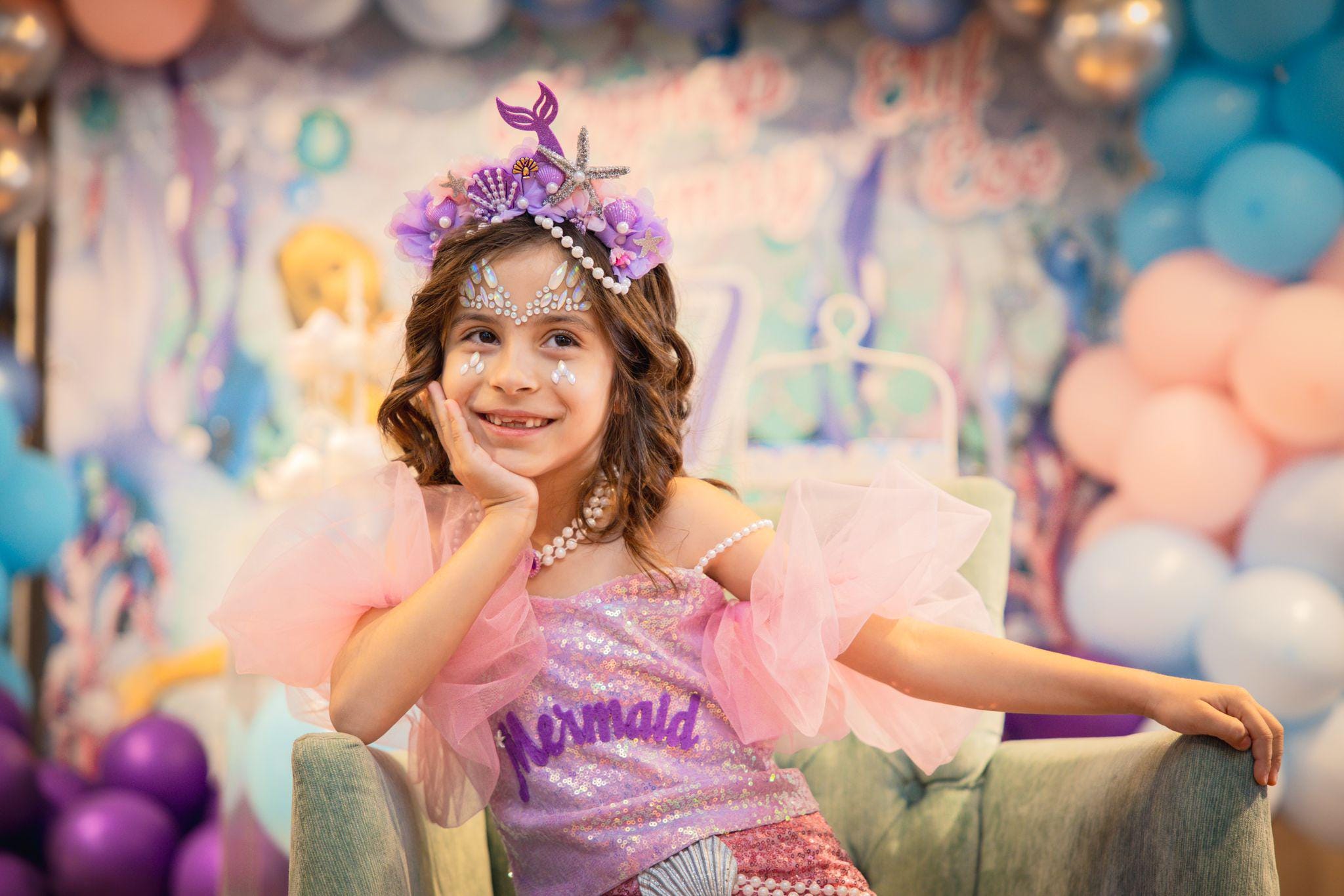 birthday party mermaid birthday dress Purple Mermaid Birthday Outfit, Sequin Tulle Princess Dress for Girls, Ocean Party Costume