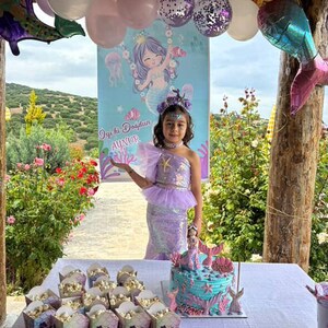 purple mermaid dress, sequin top dress, girls birthday, party dress girls, special occasion, starfish dress, tulle skirt girls, cute mermaid outfit, gift for girls, magical dress, girls fashion, summer dress, birthday gift