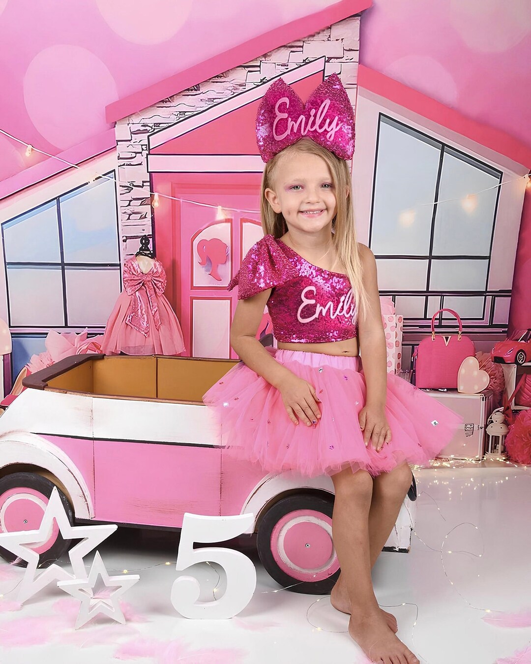 Personalized Dress Birthday Party Dress Hot Pink Sequin Etsy
