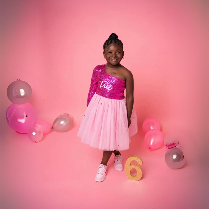 18357 Ecru Glitter Patterned Tulle Princess Dress