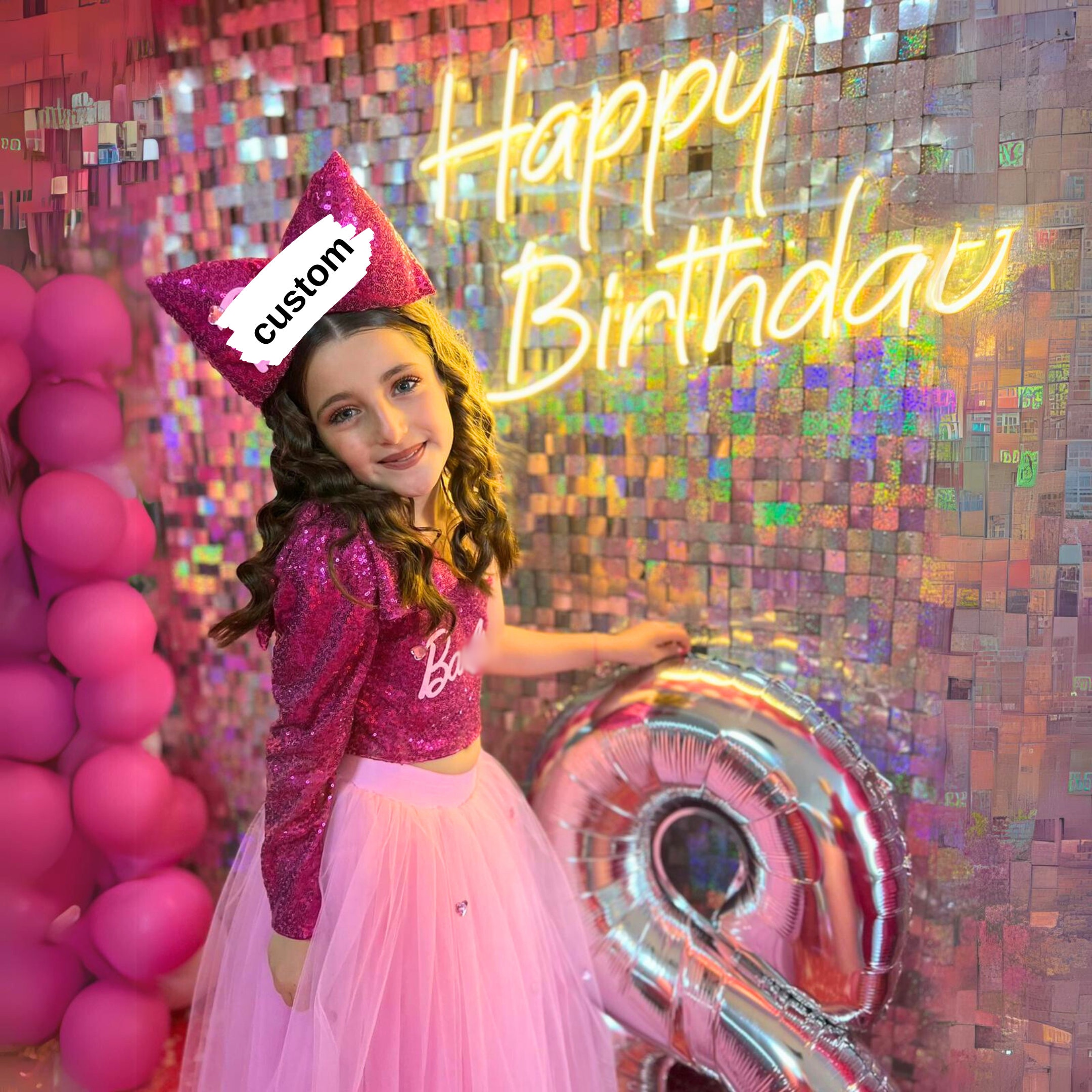 its my birthday pink sequin dress Personalized Pink Sequin Birthday Dress for Girls