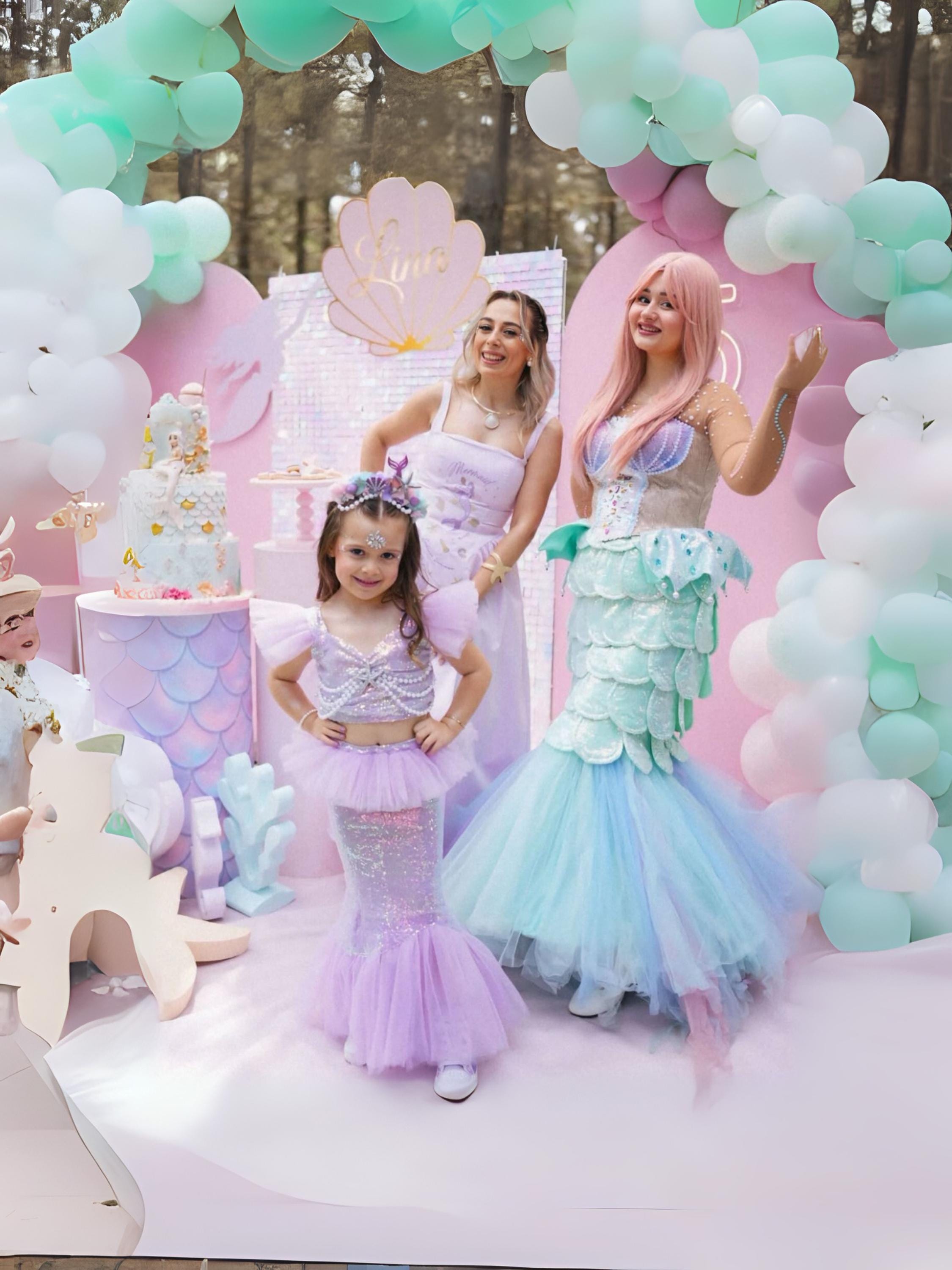 Mermaid Girl Dress – Sparkly Sequin Princess Costume with Tulle Skirt, Dreamy Birthday Party Outfit for Kids, Perfect Gift Idea