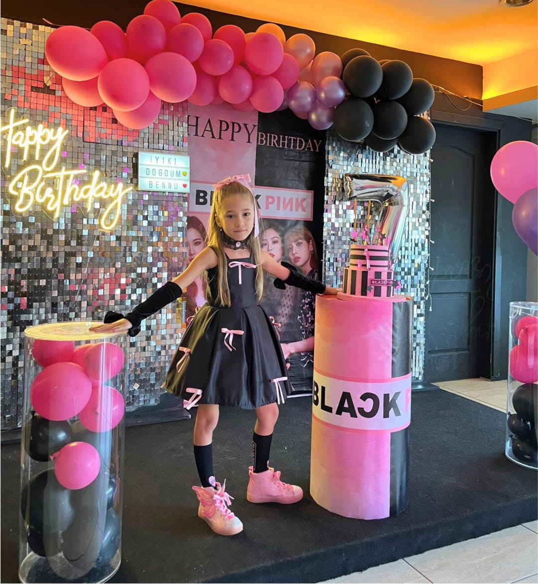 Kpop Inspired Black Dress: Pink Bow Stage Outfit Ireland - Main Image