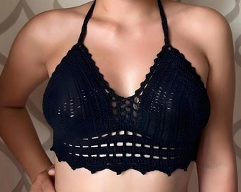 Handmade Crochet Crop Top: Boho Cotton Bralette