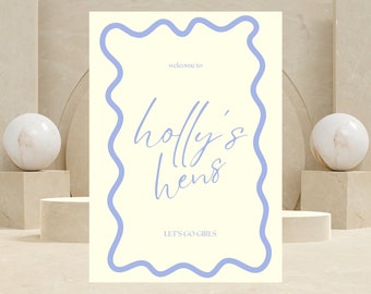 Wavy Hen's Welcome Sign | Bridal Shower Sign