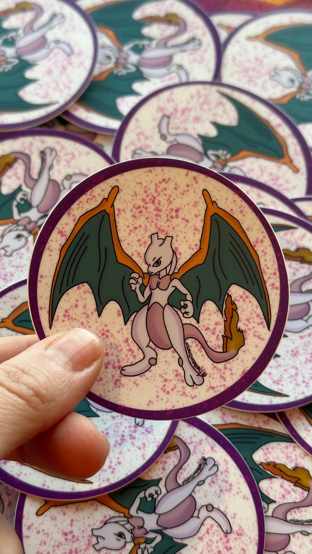 Mcharizardy Sticker Mewtwo Charizard Mashup Sticker - Waterproof Laptop Decal - Etsy