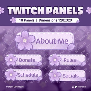 18 Sakura Lavendel Twitch-panelen | Kawaii | Leuk | paars | Zacht | Twitch-bundelpakket | Streamen | Stroom