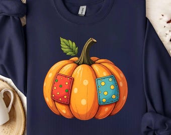 Patchwork Pumpkin PNG: Rustic Fall Sublimation Design