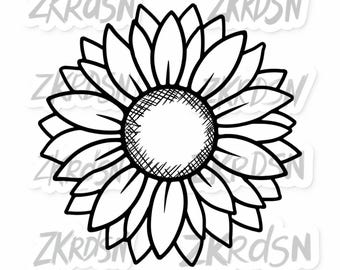 Sunflower Outline SVG, Minimalist Floral Line Art (Digital Download)
