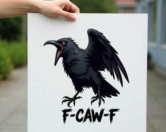 Funny Raven Clipart: Gothic Crow Humor, Halloween Design (Digital Download)