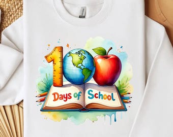 100 Days of School PNG Sublimation Design (Digital Download)