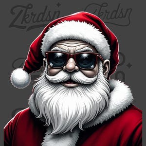Retro kerstman, png PNGEgg | Vintage vrolijk kerstfeestontwerp | Grappige kerstman met zonnebril | Kerstvakantie sublimatie digitale download"