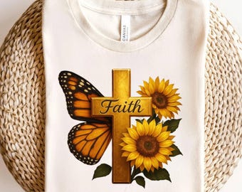 Sunflower Cross PNG: Christian Sublimation Design (Digital Download)