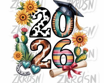 Class of 2026 PNG, Western Graduate Sublimation Design (Digital Download)