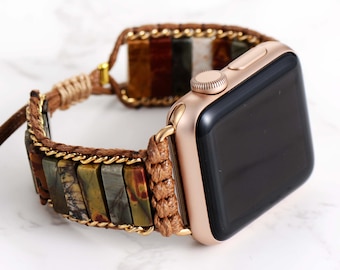 Picasso Jasper Beaded Apple Watch Strap | Band 38mm 40mm 41mm 42mm 44mm 45mm 46mm 49mm | Compatible with all Apple Watch Series