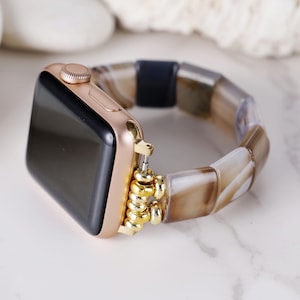 Natural Agate Stone Gold Apple Watch Strap | Band 38mm 40mm 41mm 42mm 44mm 45mm 46mm 49mm | Compatible with all Apple Watch Series