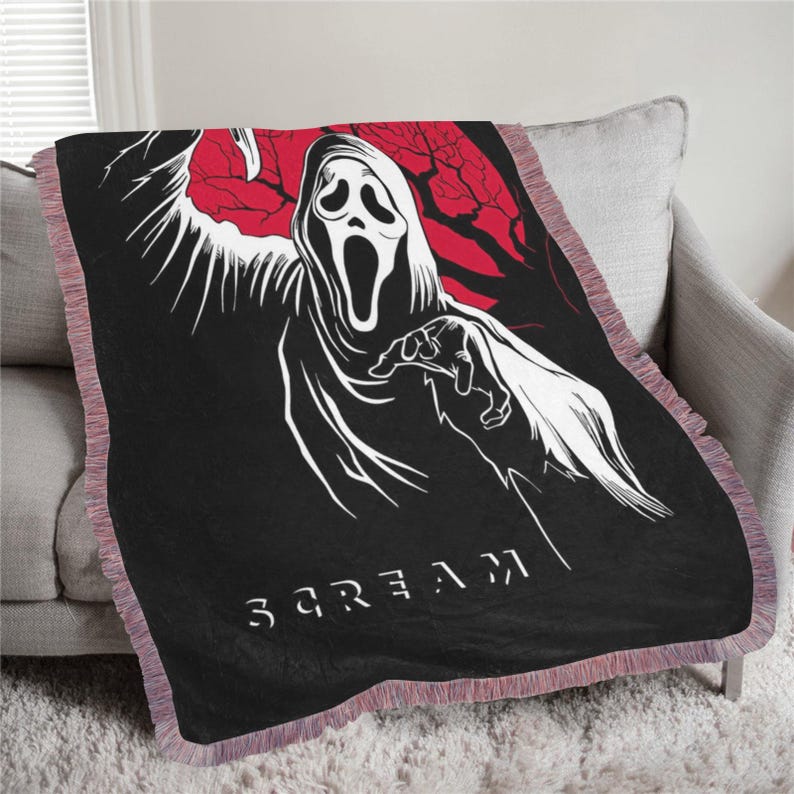 Ghost Face Scream Woven Tapestry Blanket Etsy