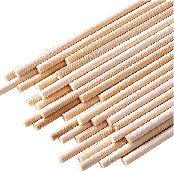 HOPELF 25pcs Dowel Rods Wood Sticks Wooden Dowel Rods - 1/4 x 12 inch Unfinished Bamboo Sticks - for Crafts and DIYers