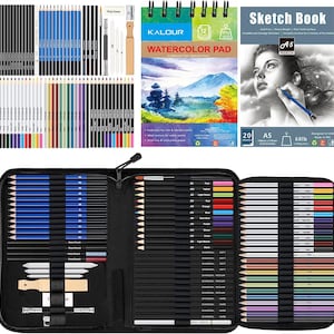 Prina 50 Pack Drawing Set Sketch Kit, Sketching Supplies with 3-Color  Sketchbook, Graphite, and Charcoal Pencils, Pro Art Drawing Kit for Artists  Adults Teens Beginner Kid, Ideal for Shading, Blending