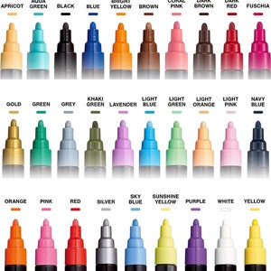 Posca Full Set of 29 Acrylic Paint Pens with Reversible Medium Point Pen  Tips, Posca Pens are Acrylic Paint Markers for Rock Painting, Fabric, Glass