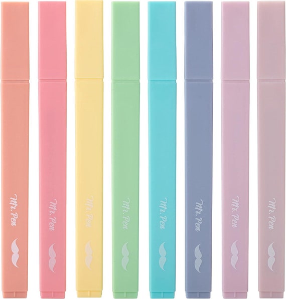 Mr. Pen Aesthetic Cute Pastel Highlighters Set, 8 Pcs, Chisel Tip