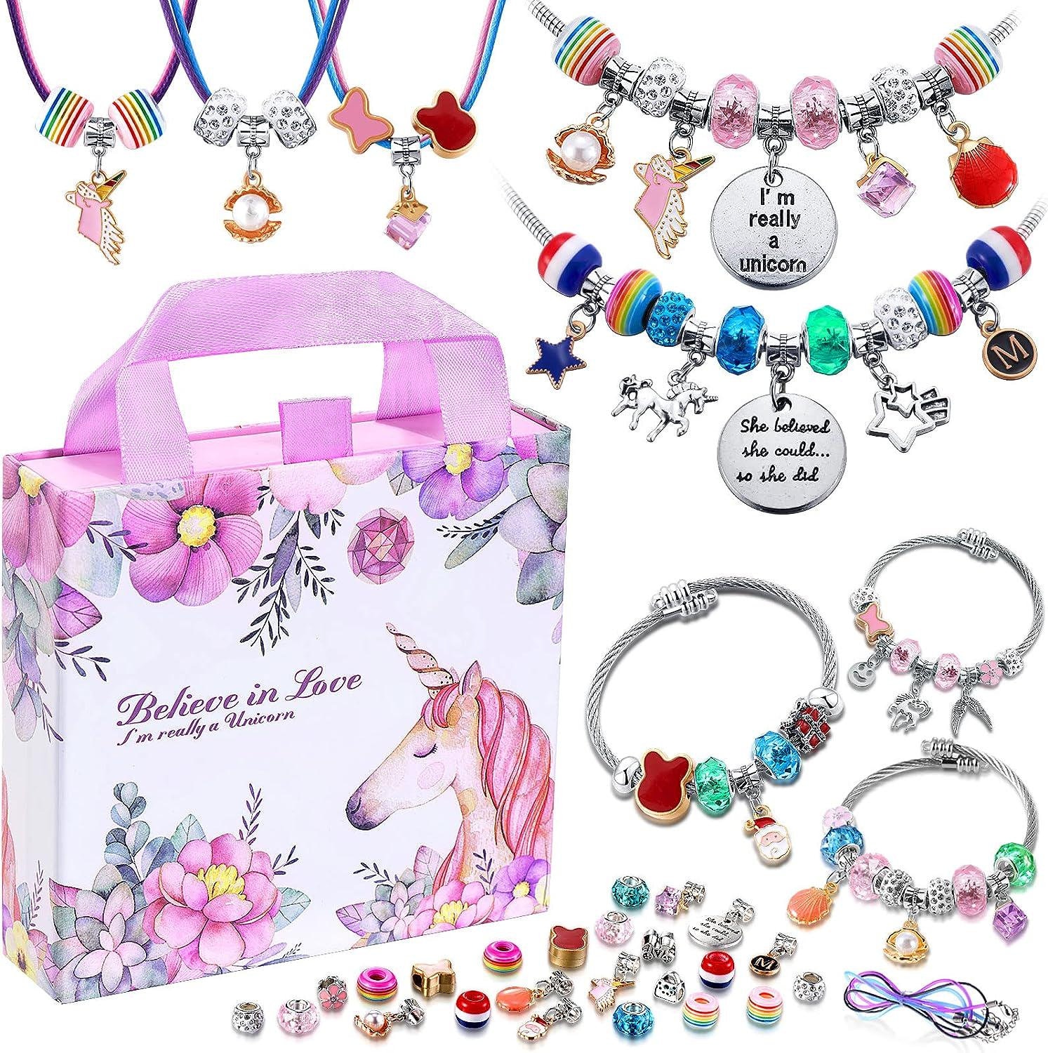 Charm Bracelet Making Kit, A Unicorn Girls Toy That Inspires Creativity and  Imagination, Crafts for Girls Ages 8-12 With Jewelry Making Kit 