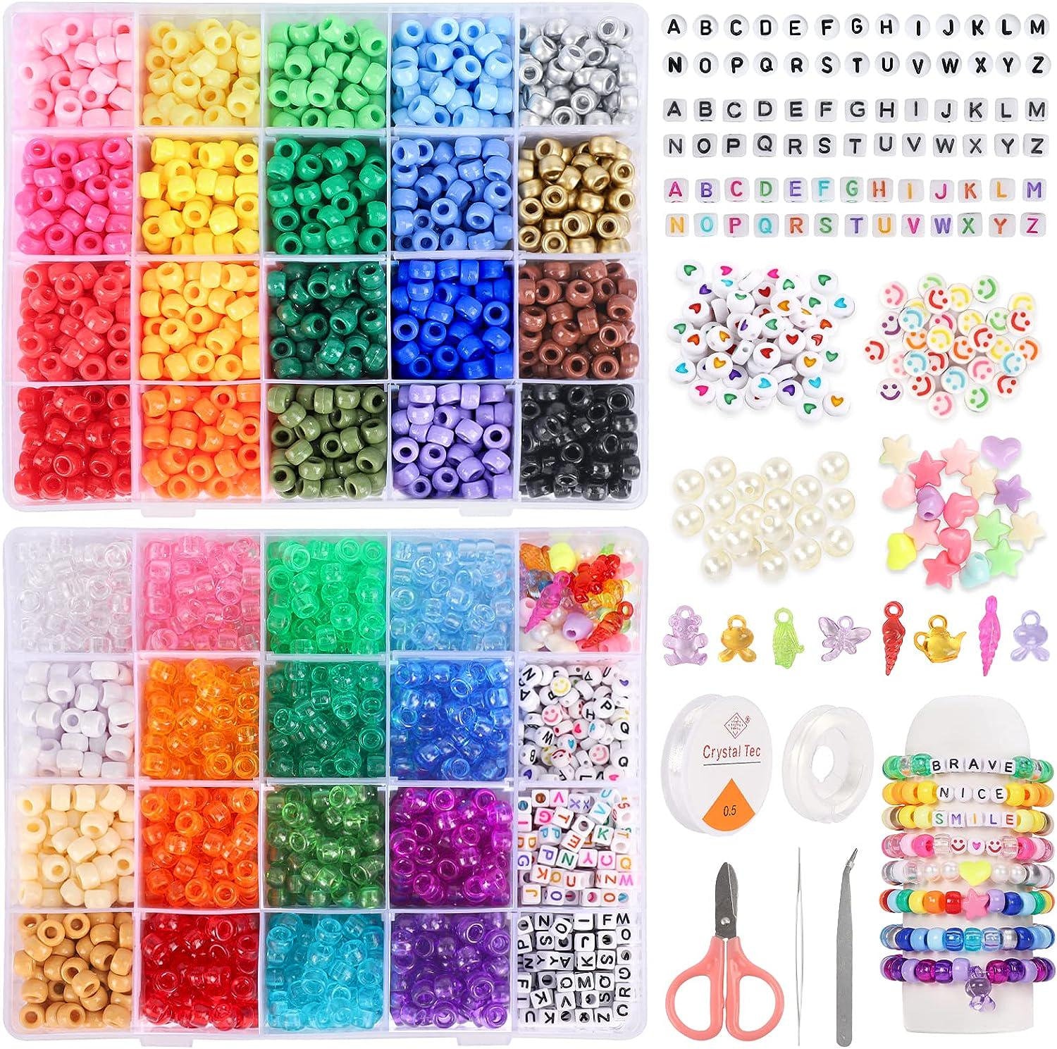 Rainbow Glitter Beads, Pony Beads, Kid Crafts, DIY, Beads