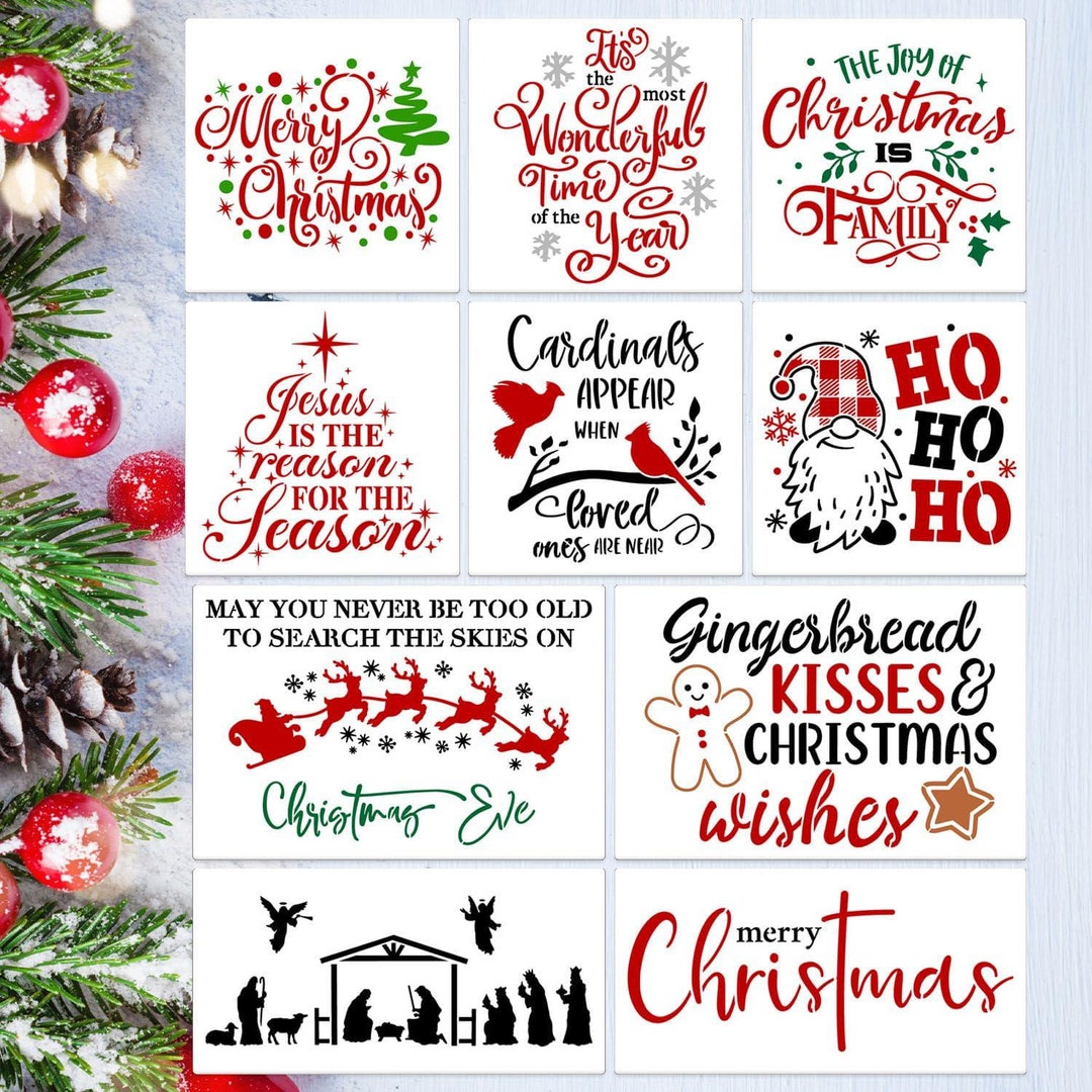 Christmas Stencils for Painting on Wood 12inch Large Christmas - Etsy