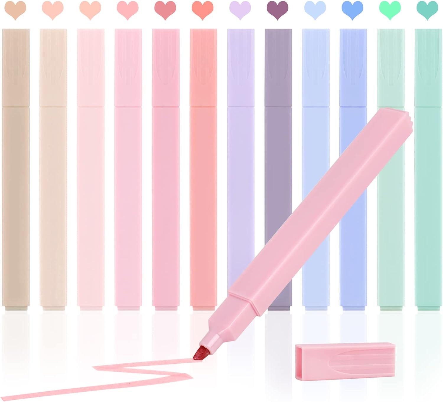 12 PCS/Set Non Bleed Pastel Highlighters Pen Markers