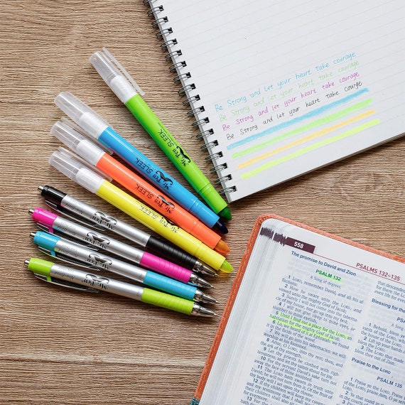 Bible Highlighters and Pens No Bleed, 8 Pack, Bible Journaling Kit, Bible Pens  No Bleed Through, Gel Highlighters/markers Bible Study Kit, 