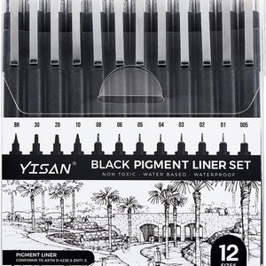 YiSan yisan hand lettering pens,calligraphy pens,brush markers  set,black,for beginners writing, art drawings,70306