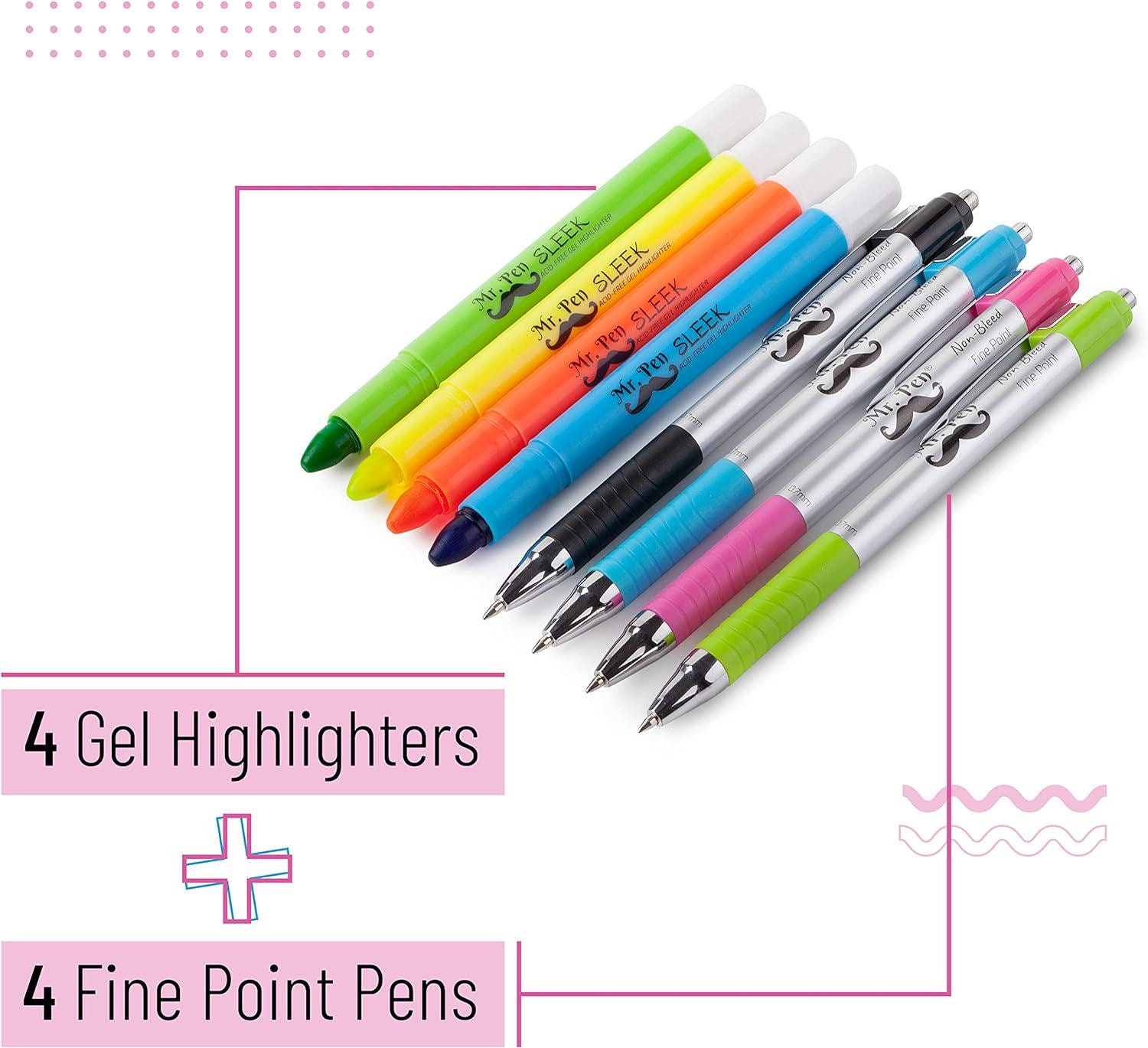 Bible Gel Highlighters and Pens No Bleed - Set of 8 Vintage Colors