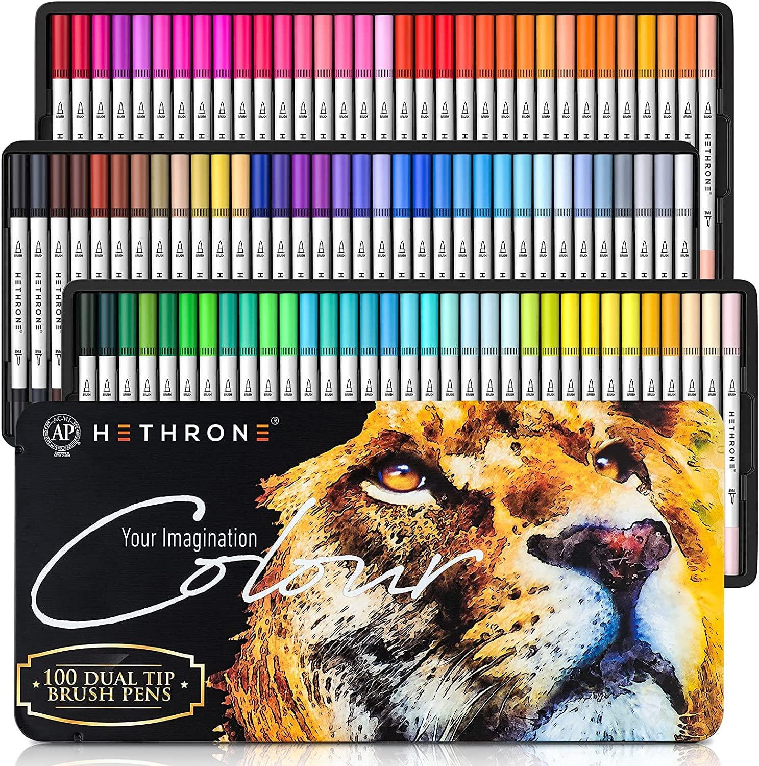 Magicfly 100 Colors Dual Tip Brush Marker Pens
