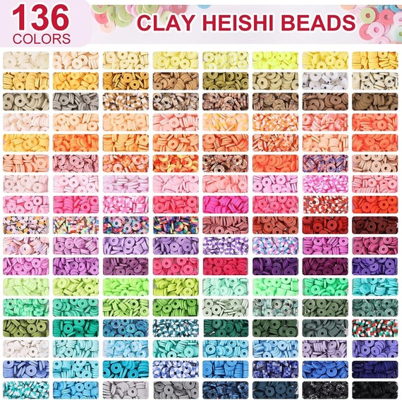 7200 Clay Beads Bracelet Making Kit,24 Colors Spacer Flat Beads for Jewelry  Gift