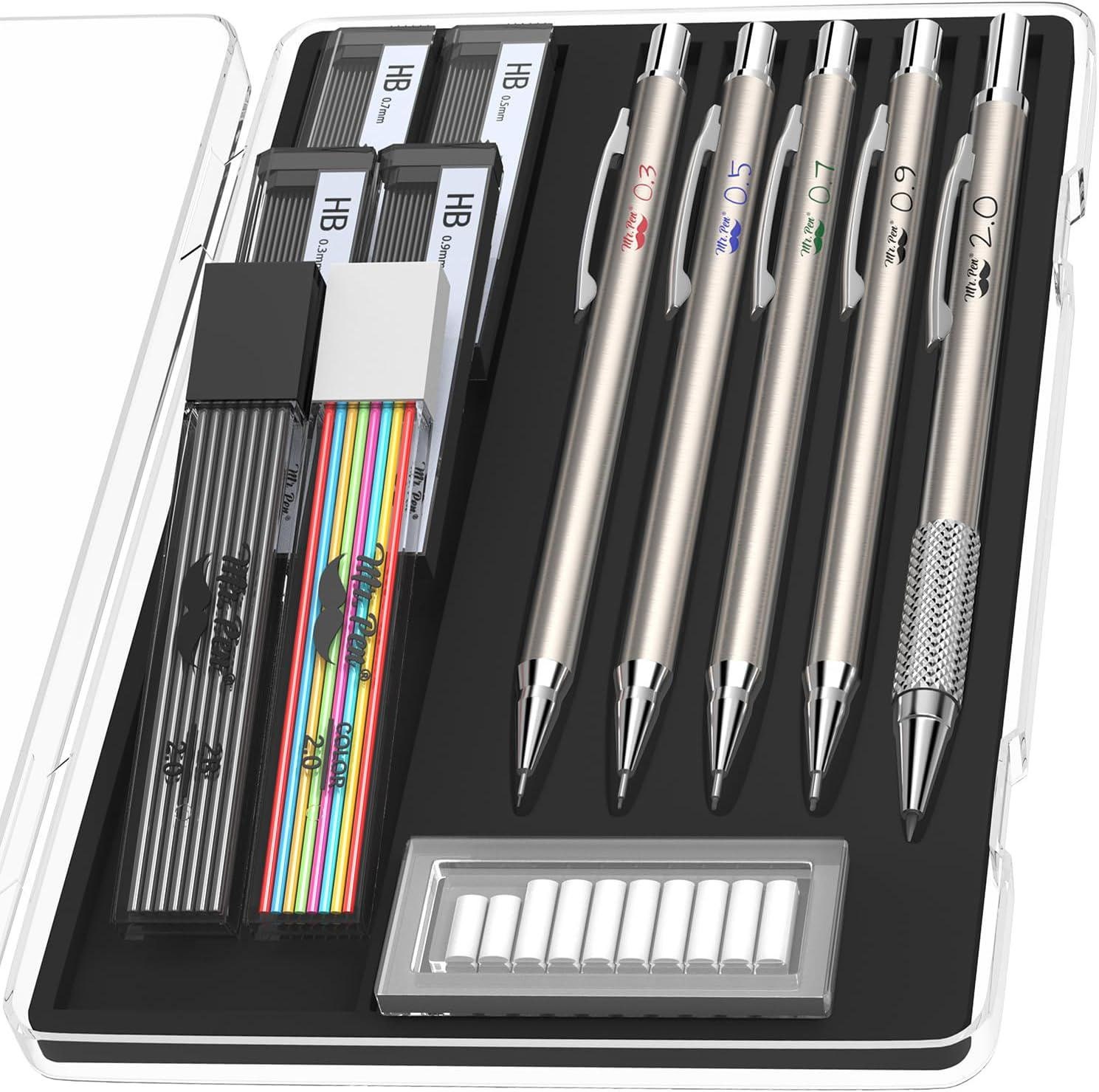 Nicpro 45PCS Pastel Mechanical Pencil Set With Big Capacity Pencil Cas