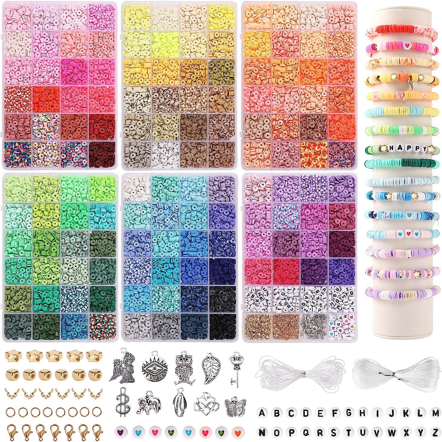 Clay Beads Bracelet Making Kit - 24 Colors, 7200 Beads,  Suitable for Adult Jewelry Making, Girls' Bracelets, Necklaces, DIY Arts  and Crafts Gifts