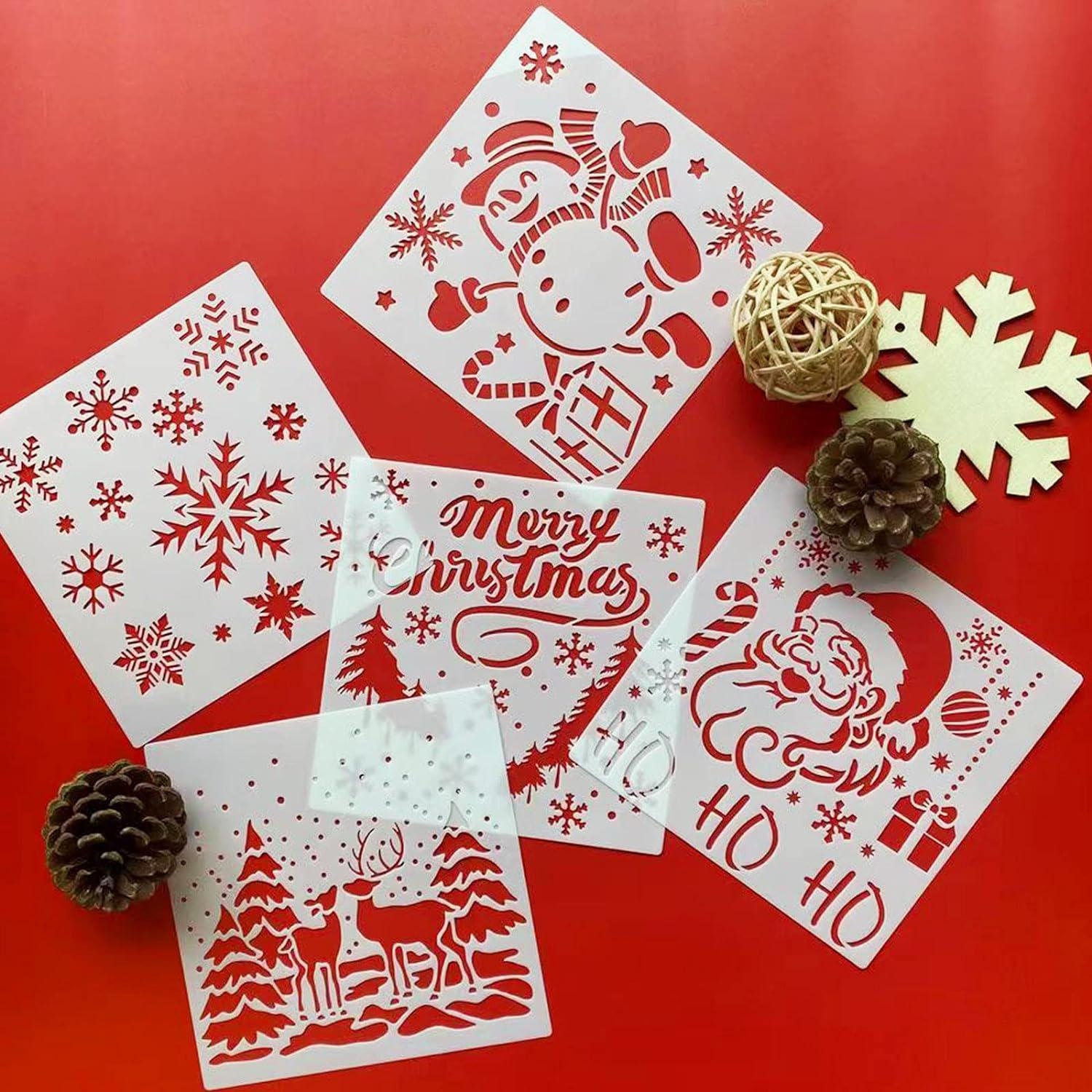 16pcs Christmas Stencils for Painting 5x5 Inchesreusable Christmas