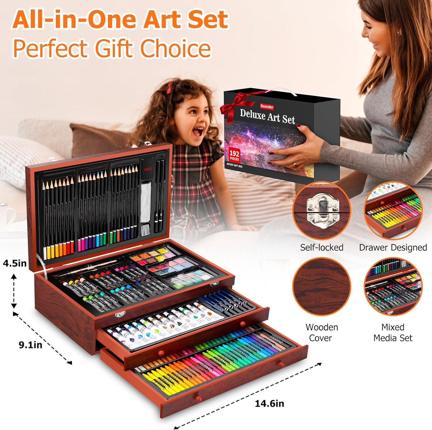 Soucolor Art Supplies, 192-pack Deluxe Art Set Drawing Painting