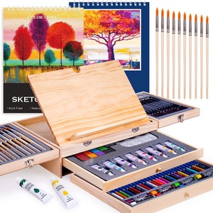 175 Piece Deluxe Art Supplies, Art Set with 2 A4 Drawing Pads,  24 Acrylic Paints, Crayons, Colored Pencils, Art Kit for Adults Artist  Beginners Kids Girls, Drawing Kit with Drawer 