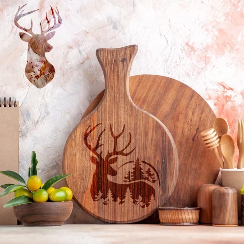 20 Pieces Stencil for Painting, Deer Mountain Tree Stencils Deer Antler