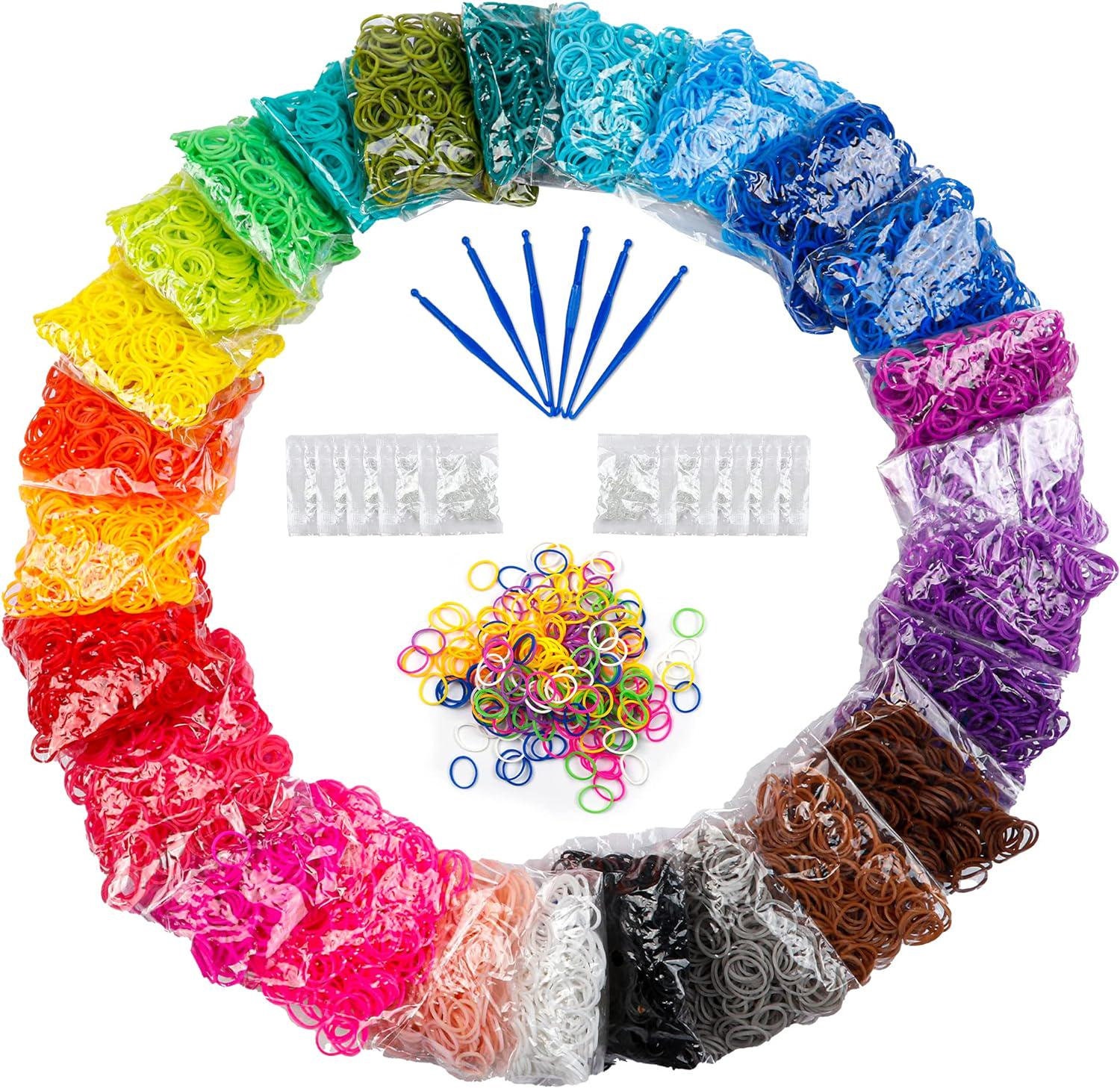 MUDO NEST 11,860+ Rubber Bands Refill Set: 11,000 Loom Bands, 500 Clips,  210 Beads, 46 Charms, Bracelet Making Kit for Kids
