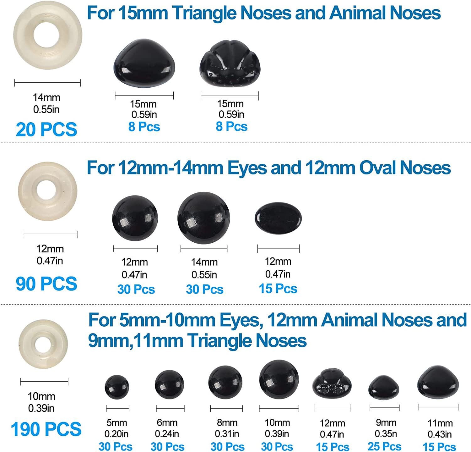 Assorted Color Safety Eyes and Nose for Amigurumi Teddy Bear Toys Dolls  Crochet DIY Making Accessories