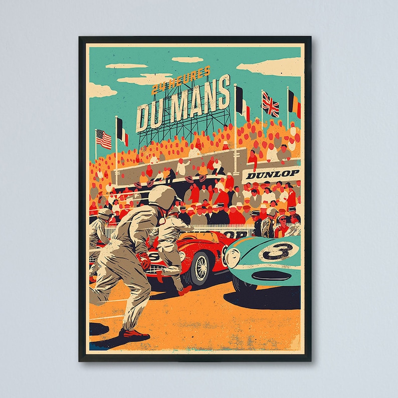 Automobile Affiches anciennes originales du sport automobile, 24 heures