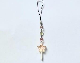 breloque pour téléphone en perles roses et breloque bonbon