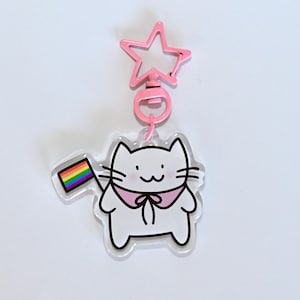 rainbow flag cat acrylic keychain
