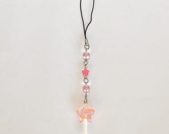 breloque pour téléphone en perles roses et breloque bonbon