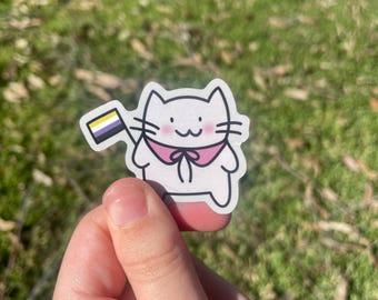 Nicht binäre Flaggenkatze Aufkleber