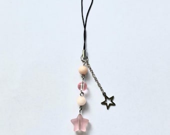 pink beaded star phone charm